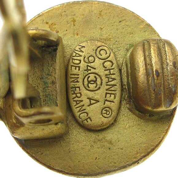 Chanel Dangle Hoop Earrings Clip-On Gold 94A 99559 - Picture 3 of 4